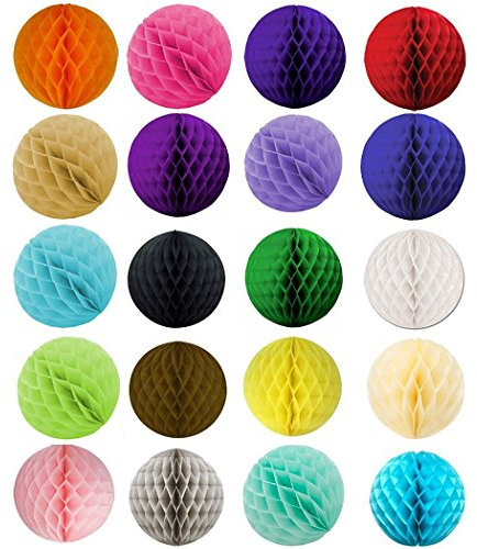 SUNBEAUTY 20er Set Mini 8cm Wabenball Honeycomb Balls Zeremonie Dekoration (8cm)