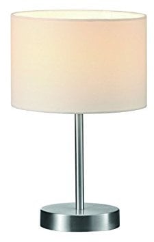 Trio Leuchten Tischleuchten Hotel 501100101, Metall Nickel matt, Schirm Stoff Weiß, exklusive 1x E14
