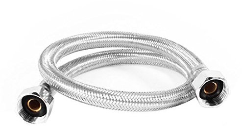 sourcing map Flexibel Brauseschlauch Rohr Duschschlauch Geflechtummantelung Wasserkocher 60 cm Silberfarben