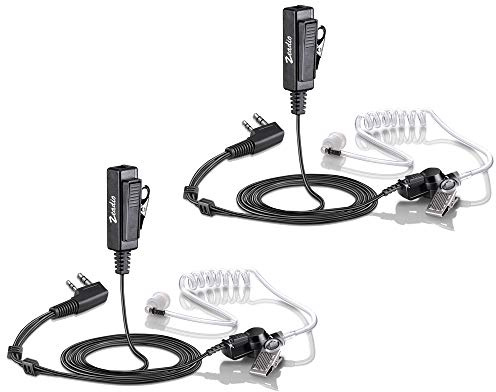 Zeadio Überwachung Verdeckt Luftakustische Röhre Walkie Talkie Headset mit PTT-Mikrofon für 2 PIN Kenwood Baofeng PUXING QUANSHENG WEIERWEI WOUXUN Radio (2 Stück)