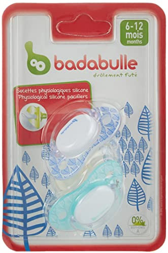 Badabulle B011210 Physiologische Schnuller-Frühlingsblätter x 2 (Silikon), 6-12 Monate, blau / türkis