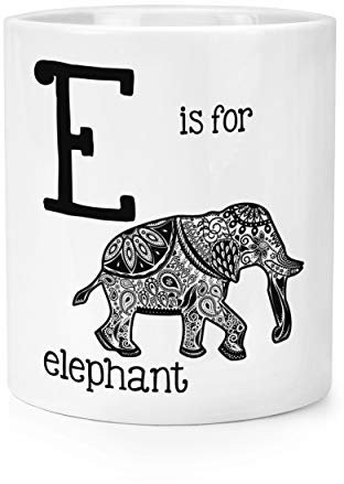 Letter E Is for Elephant Makeup Brush Pencil Pot