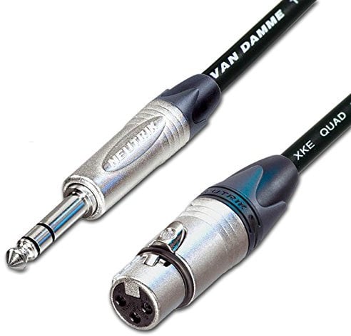 Female XLR to ¼ TRS Jack Lead. Balanced STARQUAD Mic Cable. Short 10m 6m 3m 20m (1m, Black)
