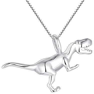 YL Collar de dinosaurio de plata925 Collar de plata 3D Tyrannosaurus colgante para mujeres y hombres