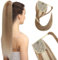 Clip in Extensions Echthaar Goldenbraun & Bleichblond #12P613 Pferdeschwanz Extension Haarteile Echthaar Zopf Ponytail Glatt Hochwertig Natürlich Haarverlängerung 50 cm 95 Gramm