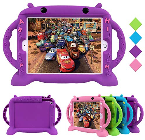 CHIN FAI New iPad 10.2 2020 2019 Case for Kids, iPad 8th 7th Generation/iPad Air 3 10.5/ iPad Pro 10.5 Kids Friendly Silicone Shockproof Handle Stand Case (Purple)