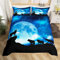 Loussiesd 3D Wolf Bettwäsche Set Der Mond Tier Galaxie Sterne Blau Bettbezug Set Kinder Jungen Mädchen 200x200 cm Microfaser Betten Set mit Reißverschluss und 2 Kissenbezug 80x80 cm