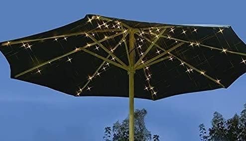 Garden Mile LED-Solarbetriebene Sonnenschirm-Lichter, wasserdicht, multifunktional, Gartenschirm, warmweiß, LED-Solar-Lichterkette für den Außenbereich, Terrassenschirme, Campingzelte