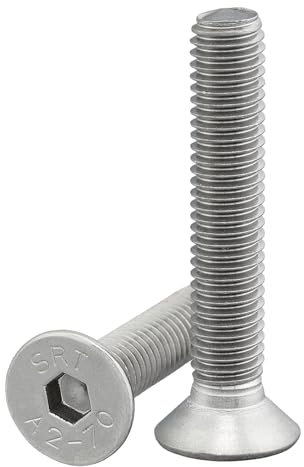 Senkkopfschraube mit Innensechskant (ISK) nach Norm ISO 10642 / DIN 7991, rostfreier Edelstahl, A2, V2A, Senkschraube, Innensechskantschraube mit Senkkopf (10 Stück, M6 x 70 mm)