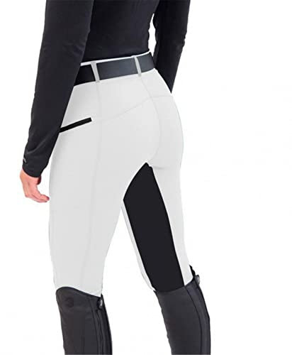 Dam ridbyxor sport ridbyxor utomhusbyxor med hög midja leggings ridbyxor full trimning dam equine leggings stretch dam ridbyxor dam ridbyxor, Vit, S