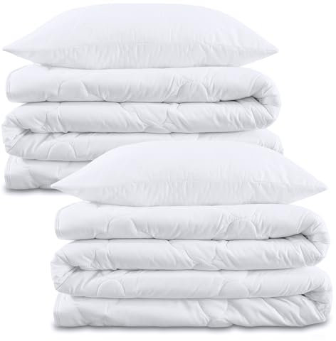 Amazinggirl Bettdecken Set 2 Stück 140x200 Ganzjahresbettdecken mit 2 Kissen 80x80 – Weiche atmungsaktive klimaregulierende Steppbettdecken für Allergiker, Oeko-Tex Zertifiziert, waschbar