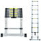 2,6M Teleskopleiter, Aluminium Rutschfester Klappleiter Stehleiter Mehrzweckleiter mit Stabilisator, 150 kg/330 Pfund Belastbarkeit Schwarz