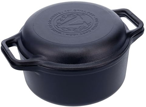 Victoria Cocotte et Poêle Induction Fonte Émaillée 27 cm, 2 Piece Set Dutch Oven 5,7L, Four Hollandais Sans PTFE et PFOA, Convient pour Feu, Barbecue, Four, Vitrocéramique, Gaz