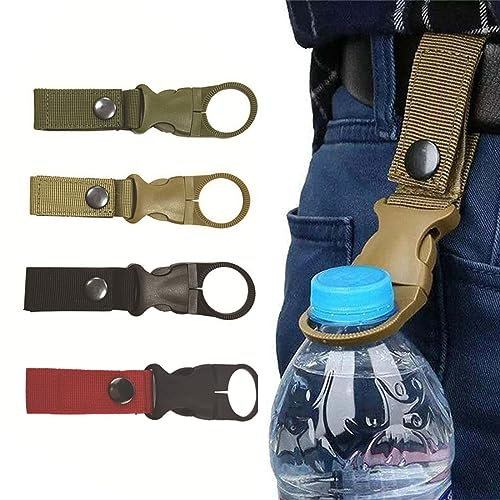Nylon Gürtel Karabiner Schluesselhaken,Wasserflaschen Schnallen Halter,Haken Flaschenhalter Karabiner,Haken Taktisch Flaschenhalter Gurtband Schnalle für Camping Wandern Outdoor Aktivitäten(4 Stück )