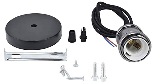 Hängelampenfassung e27 mit Kabel,1M Vintage Pendelleuchte E27 Lampenfassung,100-240V,Lampenfassung e27 Pendelleuchte Aluminium, Eisen,Industrieller Pendelleuchtenhalter,für E26/E27 Glühlampen(Schwarz)