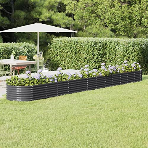 SECOLI Hochbeet Metall Oval Hochbeet Metall Anthrazit Hochbeet Metall 512 x 80 x 36 cm hochbeete für Garten Metall hochbeet Balkon kräuterbeet Pflanzbeet für Gemüse & Kräuter Gartenbeet Stahl