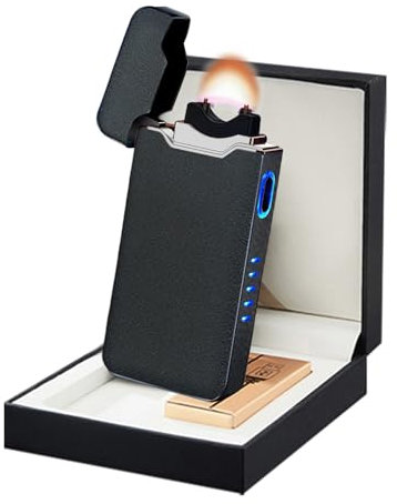 Elektrisches Feuerzeug - Winddichtes Plasma-Flammenlichtbogen-Feuerzeug, wiederaufladbarer USB, Batterieanzeige (Mattschwarz)