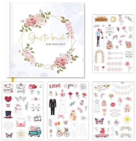 Rongxze 120 Seiten Premium Dickem Papier,Gästebuch Hochzeit –, Es Drückt Nicht Durch, Zeitgenössischer Stil, Mit Goldenem Titel - Ideal Für Hochzeiten, Jubiläen, Geburtstage, Taufe