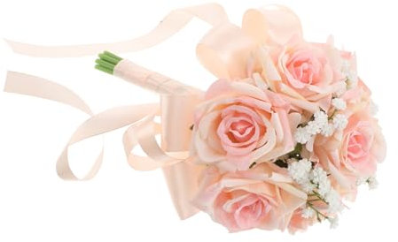 Veemoon Künstlicher Brautstrauß Leichter Langlebiger Brautstrauß Zartem Rosa Für Hochzeiten Fotoshootings Und Anlässe Als Brautjungfer Blumenstrauß