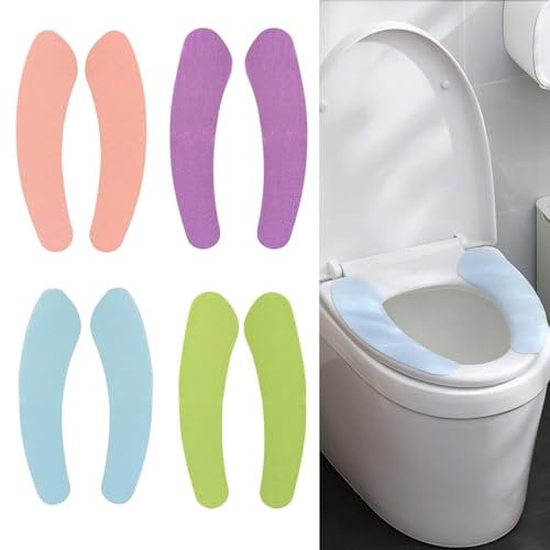 DILUSILK 4 Pairs Bathroom Warmer Toilet Seat Cover Pads Soft and Portable Toilet Seat Cushion Pad Washable and Reusable Toilet Seat Pad