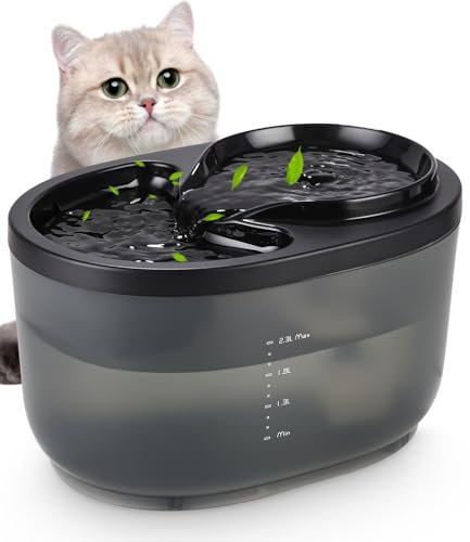 Hixava Trinkbrunnen für Katze Katzenbrunnen,Ultra Silent 2.5L Katze Trinkbrunnen mit energieeffizienter Pumpe Cat Water Fountain Kein Verschütten BPA-frei, leicht zu reinigen katzentrinkbrunnen