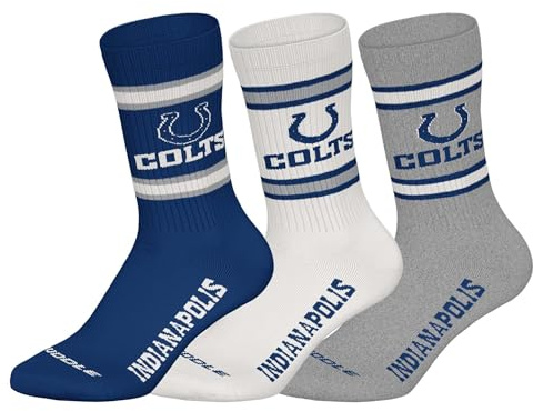 NFL Unisex Team Crew Socken, 3er Pack | Weicher Baumwoll-Mix, gerippter Bund mit Streifen und Logo, atmungsaktiv, pflegeleicht