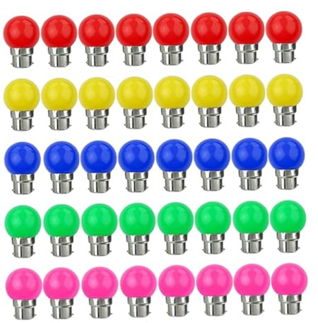 Aetherize LED Multicolor Light Bulbs B22 Christmas Replacement Bulbs 3W Round Atmosphere Bulb 40PCS Christmas Replacement Light