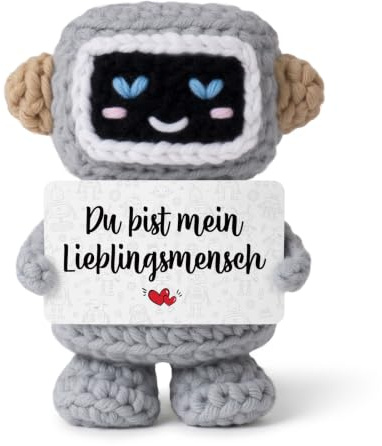 GoMelley Jahrestag Geschenk für Ihn Sie, Häkel Roboter Plüschtier