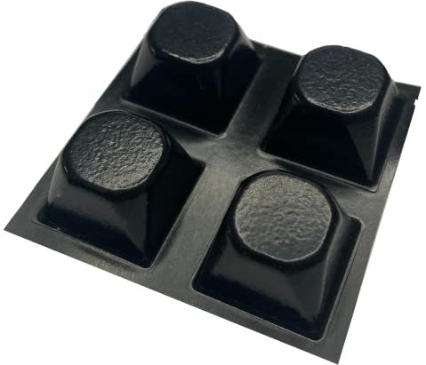 Black Self Adhesive Polyurethane Bumper Stops Feet Bumpons 20.6mm x 13.2mm Square (Pack of 4)