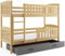 Interbeds Etagenbett Quba 190x80 mit Matratzen, Lattenroste und Schublade, Farbe: WEIβ, GRAU, Erle und Kiefer (Kiefer + grau)