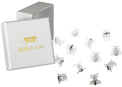 HAARallerliebst Haarklammer Klein Set 12 Stück – Haarspange Klein für Damen – Haarspangen Damen Transparent – Kleine Haarklammern – Haarklemmen Damen – Mini Haarklammern