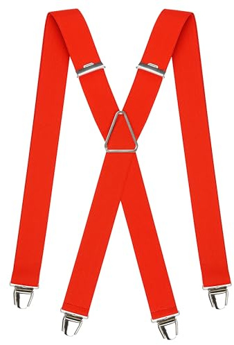 PIERROT Bretelles Homme Larges Made in France - Elastique Ultra Résistant & 4 Clips Extra Fort en X - Taille Ajustable Jusqu’à 130cm - Garantie à Vie - Fabrication Artisanale