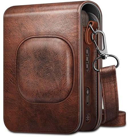 FINTIE Tasche für Fujifilm Instax Mini LiPlay hybrid Sofortbildkamera - Premium Schutzhülle Reise Kameratasche Hülle Abdeckung mit abnehmbaren Riemen, Braun