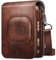 Fintie Funda Compatible con Fujifilm Instax Mini LiPlay Hybrid - Estuche de Material Sintético de Primera Calidad con Correa Ajustable/Desmontable, Marrón