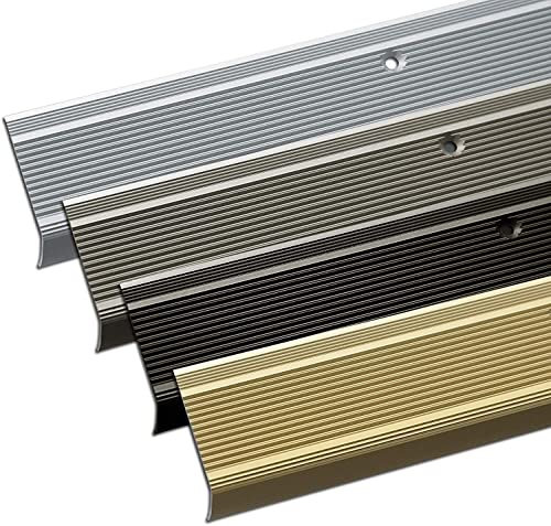 Floordirekt Profilé de bord d'escalier en forme de L en aluminium, 1 pièce, 100 x 3,5 x 3 cm, autocollant, champagne pour parquet et stratifié, matériel de montage inclus, profil de marches en 3