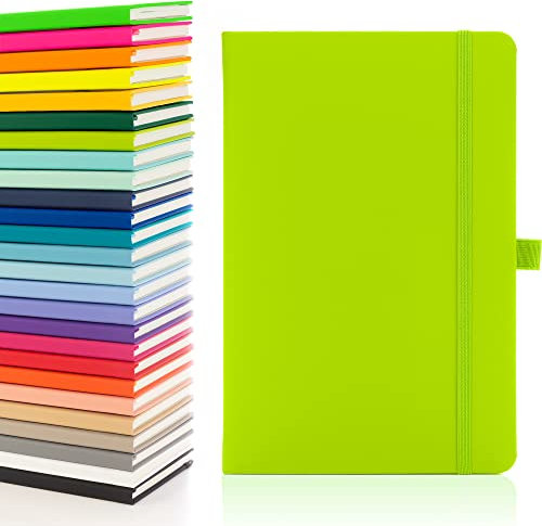 Notes London Eco A5 Notizbuch mit linierten Seiten, Stiftschlaufe, Band, Datumsmarkierungen und Papiertasche, mittleres gebundenes Tagebuch, Notizbuch, nachhaltig angebautes Papier (Lime)