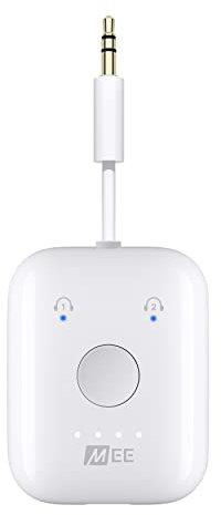 MEE audio Connect Air in-Flight Bluetooth Wireless Audio Transmitter Adapter for up to 2 AirPods/Other Headphones; Works with All 3.5mm Aux Jacks on Airplanes, Gym Equipment, TVs, & Gaming Consoles