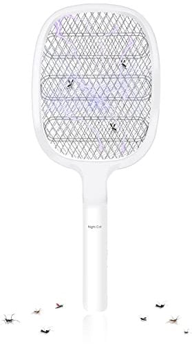 Night Cat Elektrische Fliegenklatsche 3000V Fliegenfänger Fliegenfalle Fliegenklatsche Elektrisch Schlager Swat Gegen Fliegen Anti Mücken Wespen Moskito Elektro Fly Insekten Killer Zapper USB C Ladung