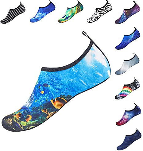 Routefuture Chaussures Aquatiques Hommes Femmes Confortable Légères Antidérapant Sèche Vite Chaussures d'eau Femme pour Piscine Plage Surf Sport Aquatique,1-Bleu Ciel,EU Taille 39-40
