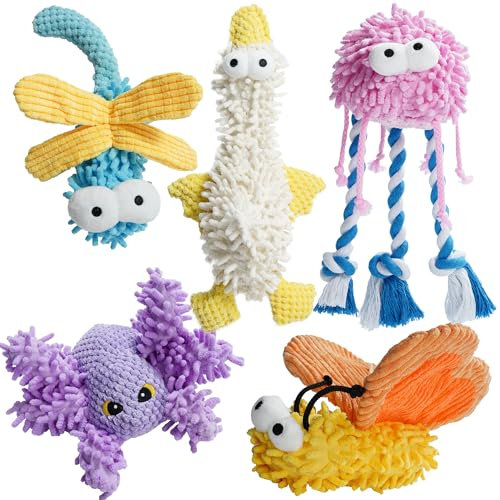Nocciola Small Medium Large Dog Toys, Cute Soft Squeaky Crinkle Plush Stuffed Durable Pet Teething Animal Chew Toys for Small to Large Breed, Cognitive Stimuting Boredom Puppy Birthdays Gifts