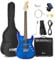 Max GigKit E Gitarre Quilted Style, E Gitarren Set mit Verstärker, Gitarrentasche, Plektrum, Stimmgerät Gitarre, Instrumentenkabel, Ersatzsaiten und Gitarrengurt, 22 Bünde - Dunkel Blau