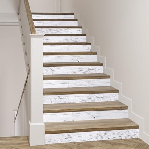 Lot de 13 autocollants 3D pour escalier - 100 x 18 cm - Aspect bois - Autocollants de sol en PVC - Style vintage - Pour décoration d'intérieur, cuisine, escalier et salle de bain (A)