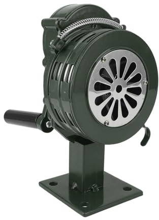 Handkurbel Sirene aus Metall, 110 DB Lauter Alarm Luftschutz Tornado Sirene Kompakte Luftschutz Sirene mit Sockel für den Notfall (Green)