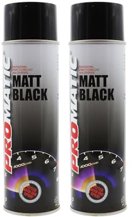 PROTOUCH 2x Promatic Matt Black Spray Paint, 500ml, Fast Drying, Weather/UV Resistant, Internal/External Use