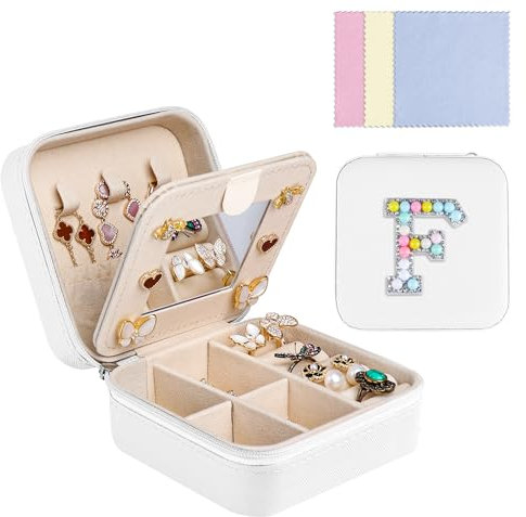 Ghope Klein Schmuckkästchen Plüsch Samt für Damen Mädchen, Schmuckschatulle Reise mit Spiegel Schmucketui Schmuckbox Mini Schmuck-Organizers Schmuckaufbewahrung für Ringe Armbänder Ohrringe Halskette