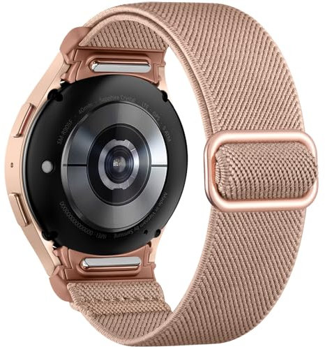 Mastten Cinturino elastico in nylon per Samsung Galaxy Watch 7/6/5/4, 40 mm, 44 mm, Galaxy Watch 6 4 Classic/Watch 5 pro/FE, chiusura rapida, per uomo e donna, colore rosa scuro