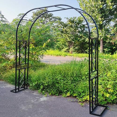 Arche Jardin pour Grimpantes, Arceau à Rosier Grande, Large 140cm 180cm 220cm 260cm 300cm 340cm pergola en Metal, Robuste Arche de Mariage Acier(Black,260cmx230cm)