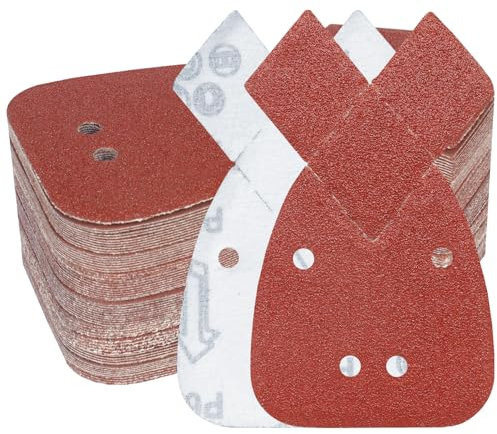 PMIQSA 80 Pièces Feuilles Abrasives Triangles Feuilles de Ponçage 60 Grain Papier Abrasif Triangles de Ponçage Fit Black and Decker Papier Abrasif pour Ponceuse