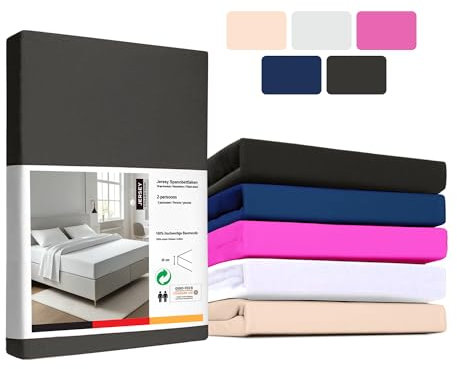 UNIVERSEL Spannbettlaken aus Baumwolle & Jersey – Premium-Komfort in Anthrazit für 180 cm Matratzenbreite