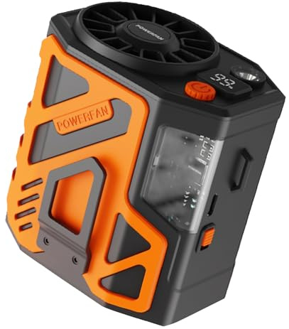 OBEST Tragbarer Outdoor Ventilator, extra lange Akkulaufzeit, 100-stufiger Luftstrom, USB Aufladung, kleine Klimaanlage für Camping, 4000 mAh, freihändiger Lüfter, Ventilator für Arbeitsplatz, Wandern